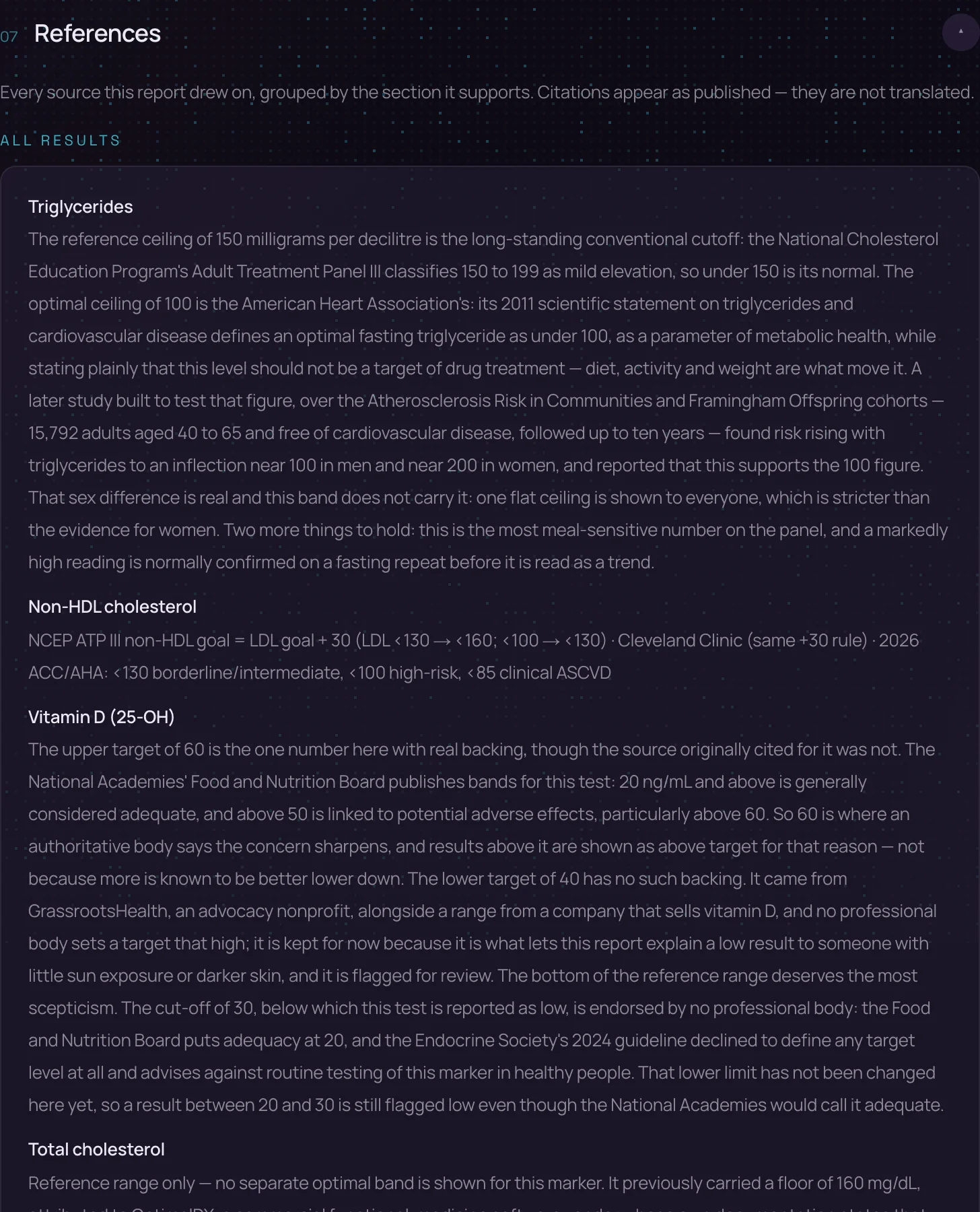 07 References: the appendix listing every source the report cited